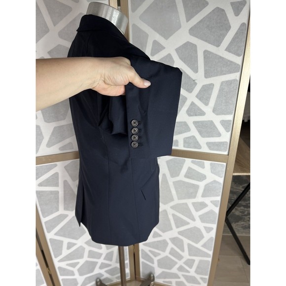 J.CREW 1035 Two-Button Jacket Italian Wool Sz 4 Black 95961 Bi Stretch Navy - Picture 4 of 7